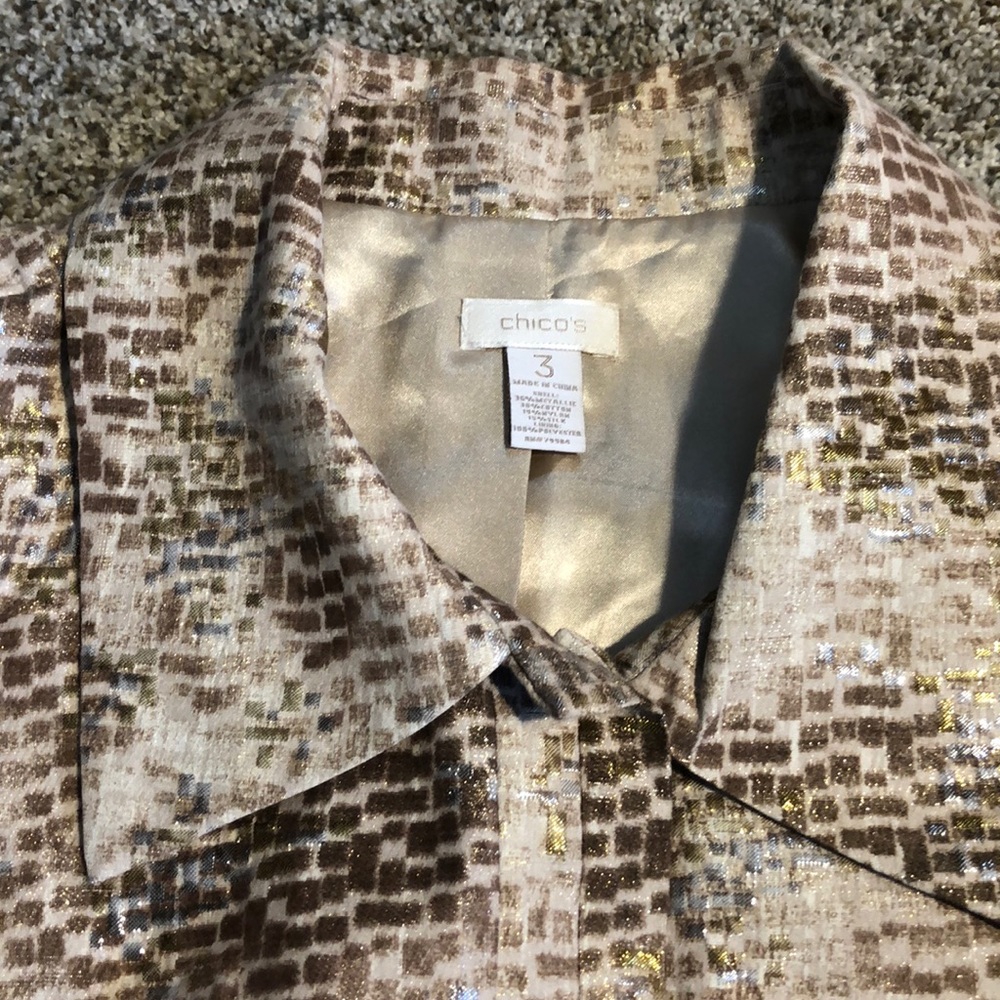 Chico’s Metallic Pebbled Jacquard Jacket - Size 3… - image 2